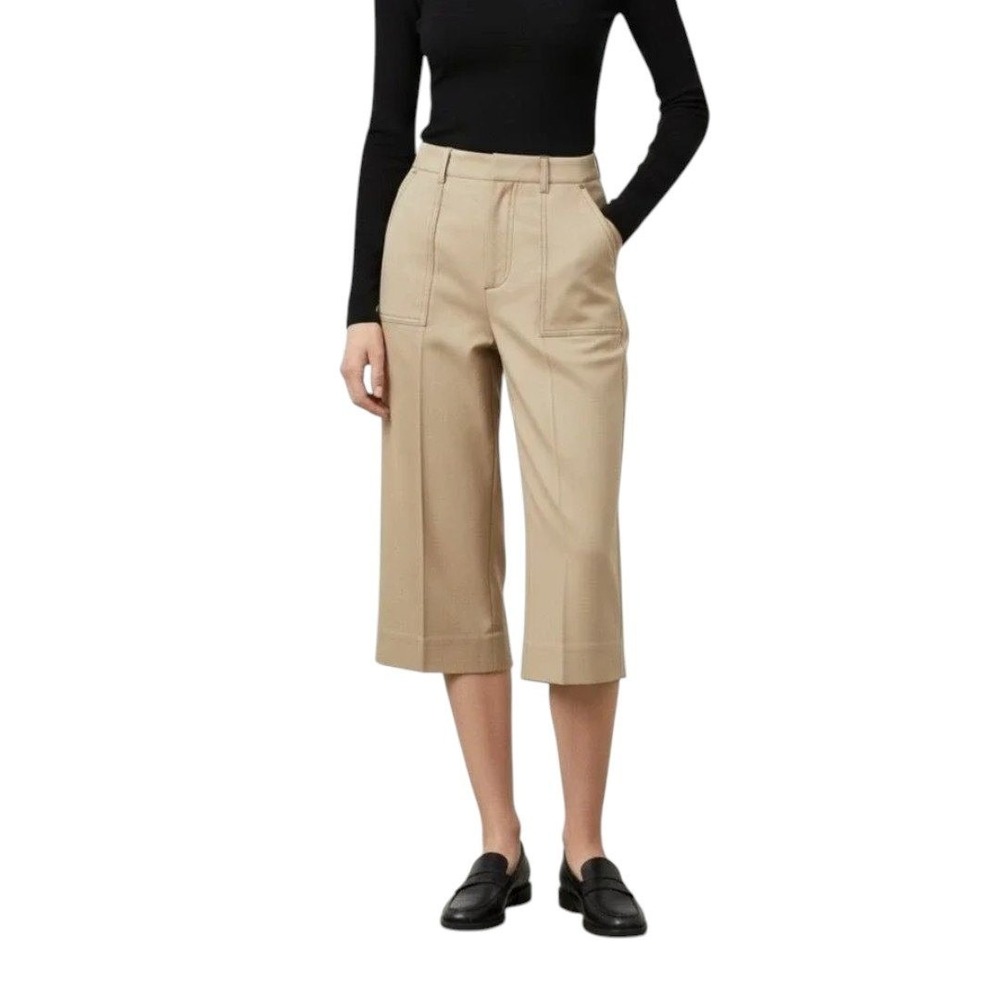 Khaki Work Pants Tan Cropped Wide Leg Capri Cropped Pants 10 Preppy Business